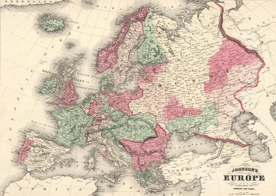 Johnsons Europa, veröffentlicht von Johnson und Ward von Alvin Jewett Johnson